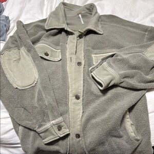 Free People Gray Lightweight Corduroy Shirt Jacket